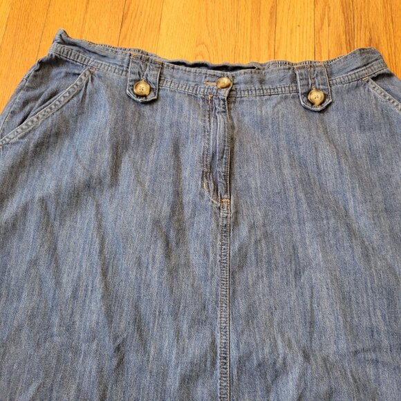Kim Rogers 18W Blue Jean Skirt Pockets Belt Loops Yellowstone - Picture 4 of 4